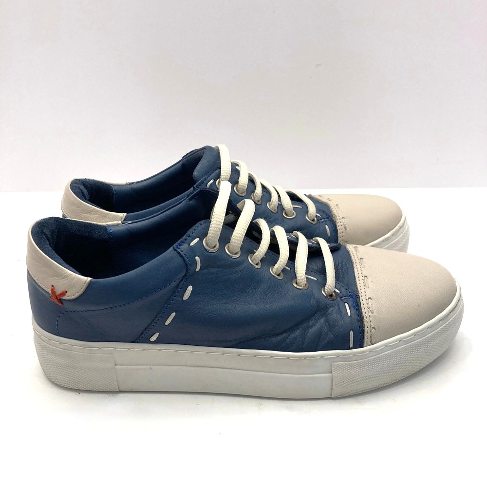 Miz Mooz Melisa Blue Leather Lace Up Lifestyle Sneakers Shoes Womens 6.5-7 EU 37